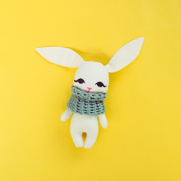 Lux the bunny, Eco friendly soft toy, Fabric doll for children, Handmade toy.