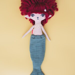 Koral Fabric Mermaid, Unique OOAK Doll, Handmade Eco Plush Criaturis image 8