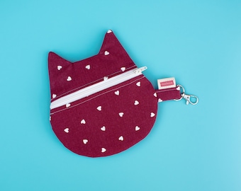 Cat-shaped fabric bag, eco-friendly wallet gift,  zipper pouch - Criaturis