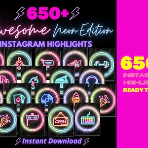 Instagram Highlight Covers, Instagram Stories, Instagram Story Covers, Neon Icons, Black Highlight Covers, Highlight Instagram Covers