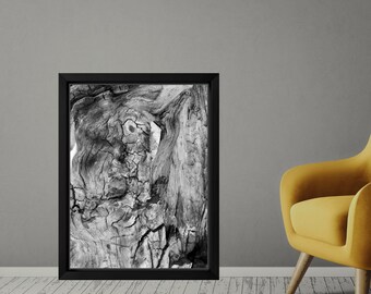 Wood Close-Up Photography Print, Black and White Fine Art, Minimalist Wall Decor