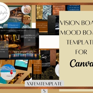 Modèle de tableau de vision 2025, kit de tableau de vision, modèle Canva, tableau de rêves numérique, modèle d'objectifs pour la manifestation, loi de l'attraction