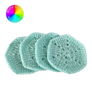 Crochet Hexagon Coasters | 4-Pack of Coasters | Crochet Coasters | Coasters | Handmade Coasters | Coaster Set | Home Decor | Gift Ideas