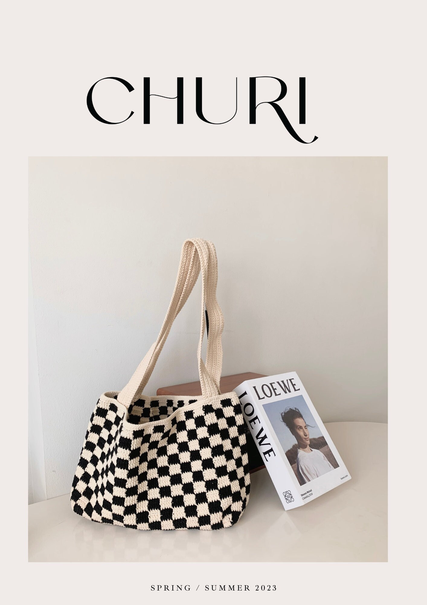 Brown Checkered Squares Wavy Aesthetic Pattern Tote Bag for Sale