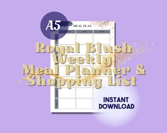 Royal Blush Digital Meal Planner and Shopping List Pages