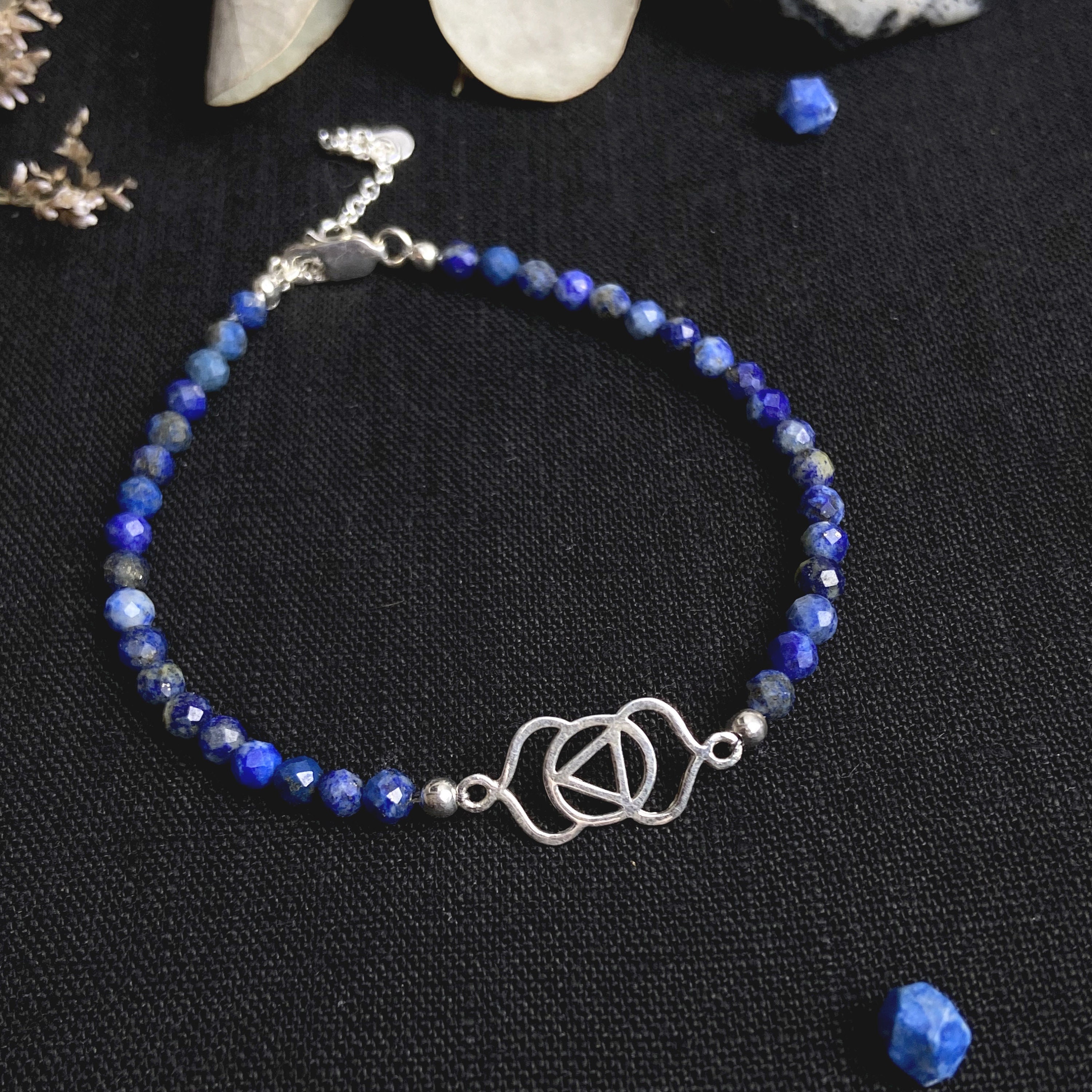 Bracelet INTUITION Lapis Lazuli - Médaille Ajna's Argent 925 - 8
