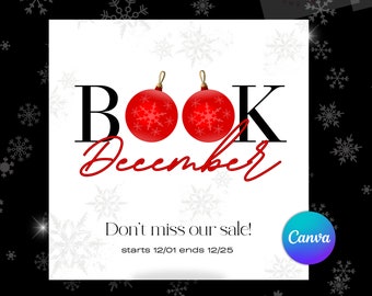 Christmas flyer | December bookings flyer | holiday flyer canva template | booking flyer | Christmas sale flyer | December flyer |