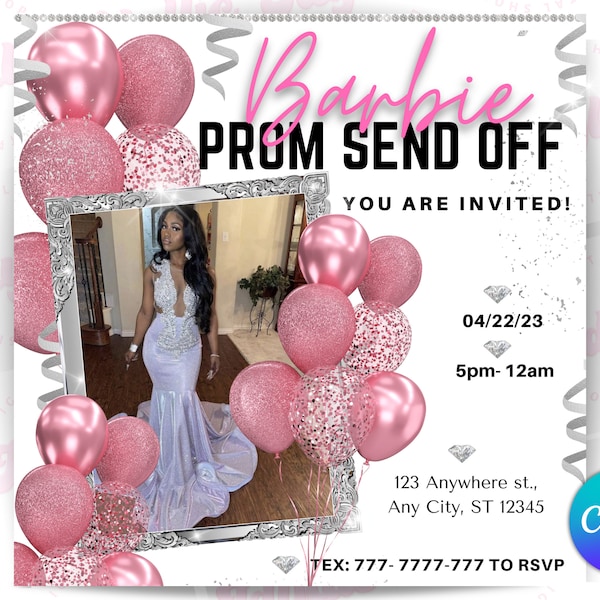 Prom send off invitation, prom party digital invite, Prom Party Invite, Editable Template in Canva