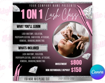 Lash Class Flyer Template: DIY Lash Training, Canva Editable (Digital Download)