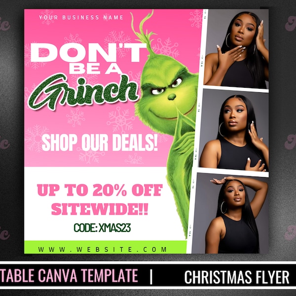Grinchmas flyer | Christmas sale flyer | holiday sale template | Instagram Christmas flyer | editable canva template | Grinch canva flyer