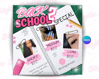 Back to school sale flyer | back to school hair flyer | back 2 school sale template | DIY canva template | braid special flyer | nail flyer
