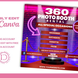 360 FOTOKABINE | Photobooth-Flyer | bearbeitbar kann ein Flyer | Social Media Flyer | 360° Fotoautomat Werbeflyer