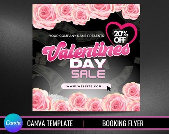 Valentine's Day sale flyer | Valentine’s Day flyer | social media flyer | valentines canva template