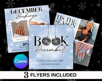 December bookings flyer | Christmas hair special flyer | Christmas sale flyer template | Book now flyer | holiday sale template | Nail tech