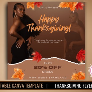 THANKSGIVING FLYER | Thanksgiving  sale template | social media flyer | DIY canva template | lash sale flyer | Hair sale flyer