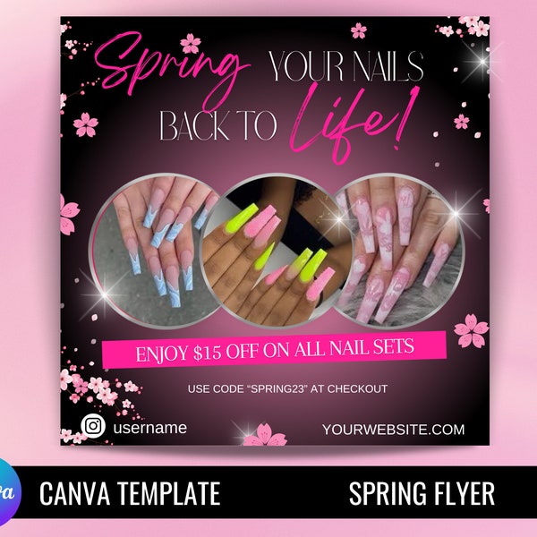 Nail tech booking flyer | march appointments flyer | spring sale template | canva template | book now flyer