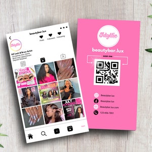 Cartes de visite Instagram, modèle de carte de visite DIY Canva, Cartes IG pour influenceurs, Cartes numériques PME, Cartes de visite préfabriquées