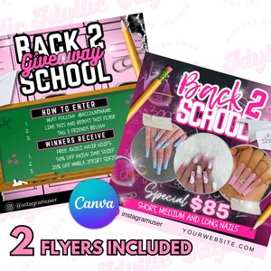 Back to school flyer for braids | back to school hair flyer | hair special template | DIY canva template | braid flyer | hair flyer