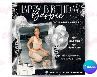 Birthday Party Flyer Template: Customizable Canva Invitation (1080x1080)