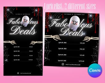 Halloween Hair Price List Template: Salon Price Sheet (Digital Download)