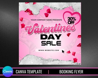 Valentine's Day sale flyer | Valentine’s Day flyer | social media flyer | valentines canva template