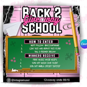BACK TO SCHOOL giveaway flyer | back to school giveaway template | Canva template | giveaway flyer | giveaway template | social media flyer