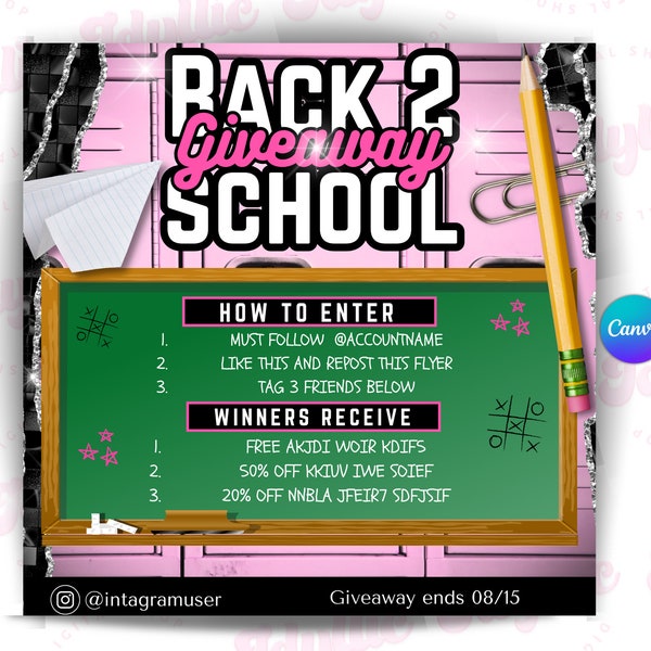 BACK TO SCHOOL giveaway flyer | back to school giveaway template | Canva template | giveaway flyer | giveaway template | social media flyer