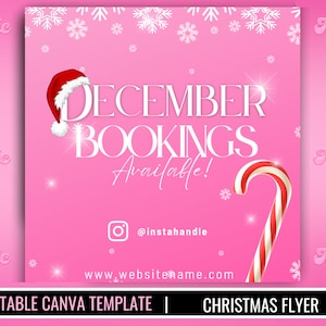 Christmas flyer | December bookings flyer | holiday flyer canva template | booking flyer | Christmas sale flyer | December flyer |