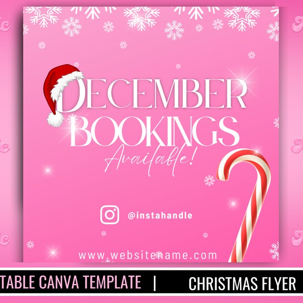 Christmas flyer | December bookings flyer | holiday flyer canva template | booking flyer | Christmas sale flyer | December flyer |