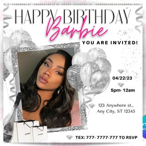 Birthday invitation party flyer, birthday girl flyer, bday invite template, DIY Canva editable template