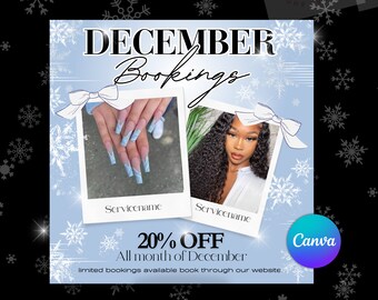 December booking flyer | Christmas special flyer | Christmas sale template | appointments available flyer | lash sale flyer | canva flyer