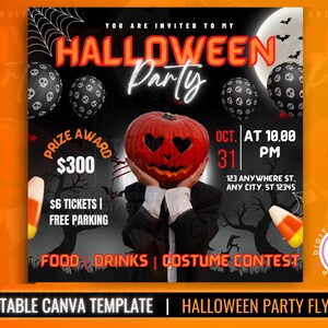 Halloween Kostüm Party Flyer: Gruselige Canva Template (Instagram)
