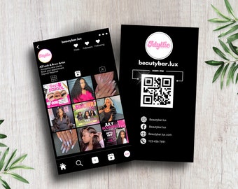 Pink Instagram Business Card Template: Editable Canva Design