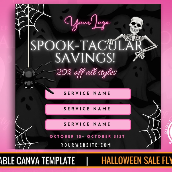 HALLOWEEN FLYER | Halloween sale template | social media flyer | DIY canva template | lash sale flyer | Halloween sale flyer  | hair flyer