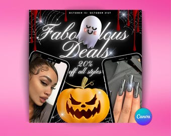 Halloween braids flyer | October bookings flyer | nail special template | DIY canva template | nail tech flyer | sale flyer | hair sale