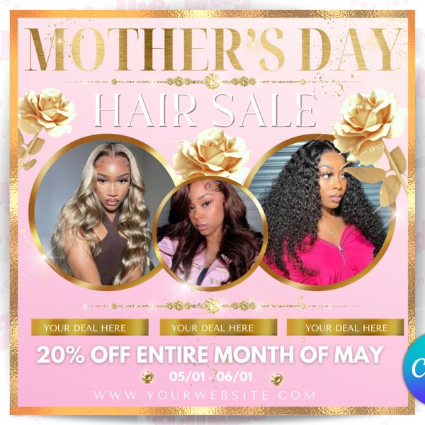 Mother’s Day Hair Template, Hair Special Flyer, canva Template, Bookings Flyer, Social Media Template