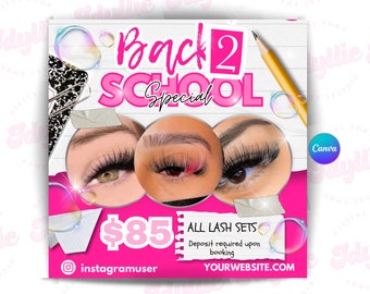 Back To School Lash Flyer: August Appointments, Lash Tech Specials