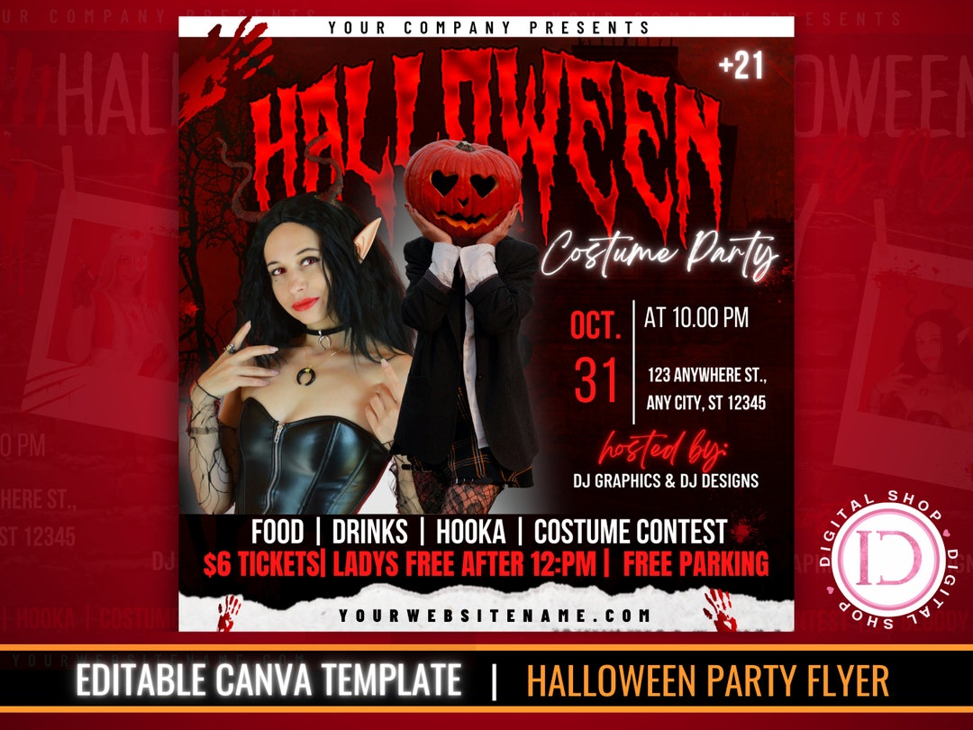 HALLOWEEN PARTY Flyer Canva Template | Costume Contest Flyer ...