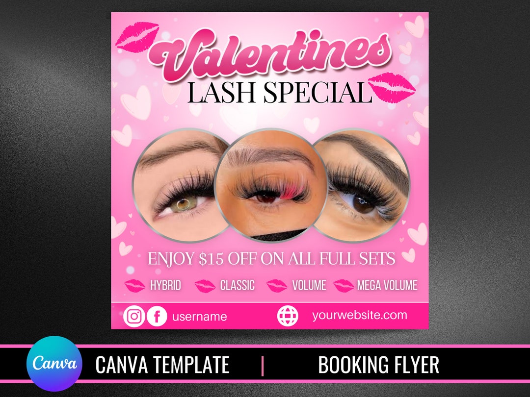 Valentines Day Lash Flyer Valentines Day Lash Sale Flyer DIY Canva