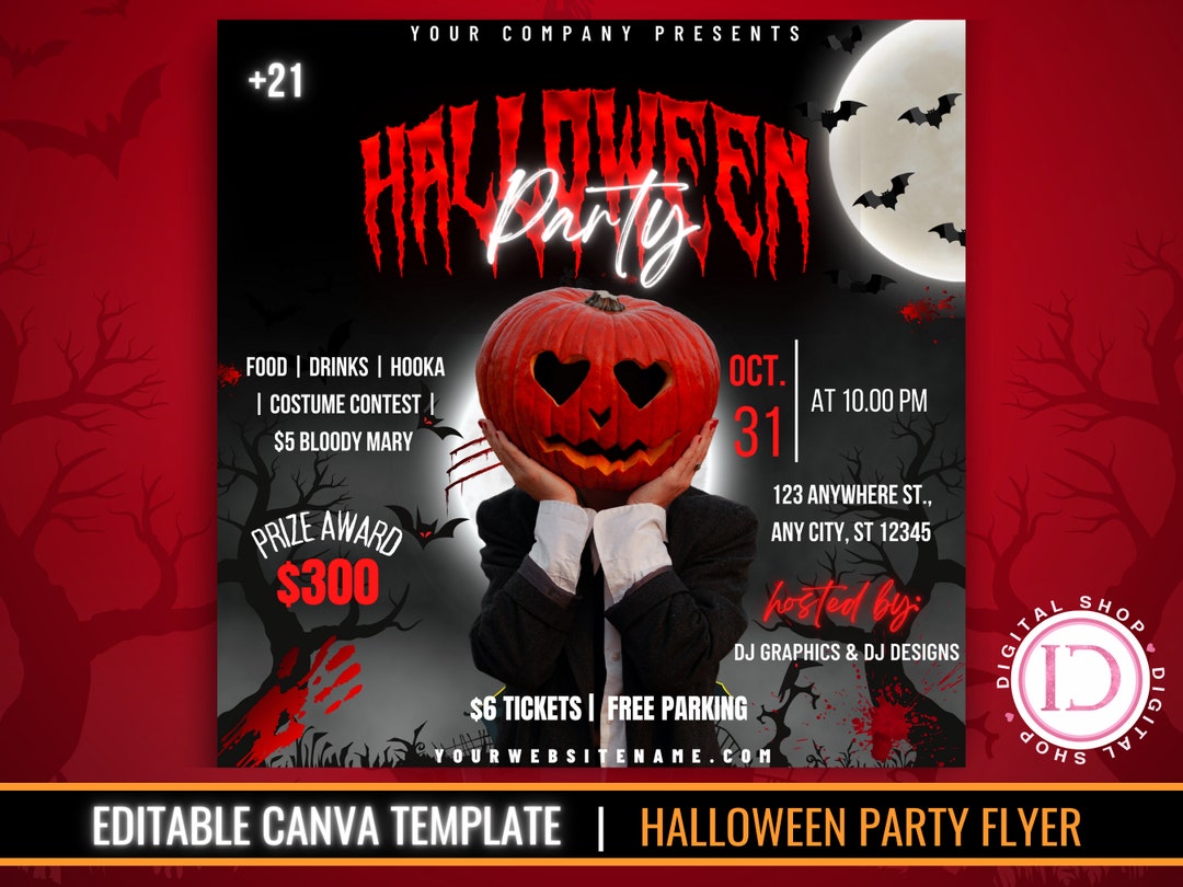 Editable Halloween Party Flyer Template: Costume Contest, Instagram ...