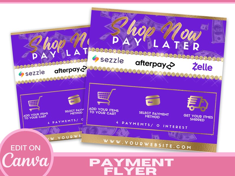 Sezzle Shop Now Pay Later Flyer Zelle Flyer After Pay Flyer Etsy