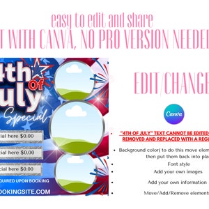 4th of July Sale Flyer DIY Flyer Template Design Wigs Hair Lash Nails Independence Day Flyer Premade Instagram 4th of July Flyer Post Canva image 2