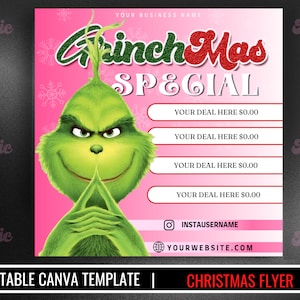 Grinch flyer | Christmas sale flyer | December booking flyer | Book now flyer | holiday flyer, lash tech, hair, nail tech, bookings flyer