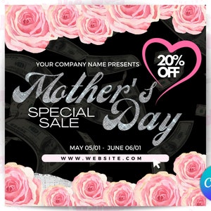 Mother’s Day Sale Template, boutique template, Mother’s Day sale flyer, editable canva flyer, sale flyer , DIY canva template