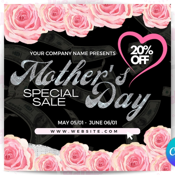 Mother’s Day Sale Template, boutique template, Mother’s Day sale flyer, editable canva flyer, sale flyer , DIY canva template