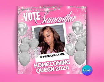 Homecoming Queen Campaign Flyer: DIY Vote Flyer (Canva)