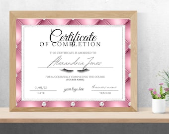 Lash Class Certificate of Completion Template (Canva)