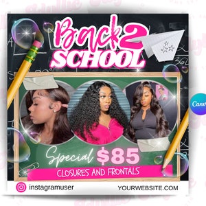 Back to school flyer for braids | back to school hair flyer | hair special template | DIY canva template | braid flyer | hair flyer