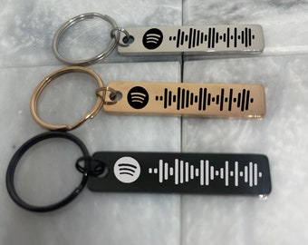 Spotify Code Keyring | Personalised Keyring | Custom Music Song Keyring | Personalised Keychain | Engraved Keychain | Gold Silver Black Key