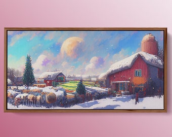 Winter Christmas Farm (Inspired by Stardew Valley)  - *DIGITAL DOWNLOAD* -AI Art